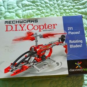 MECHWORKS D.I.YCopter, many small pieces. It is a Discovery Toys Brand.